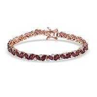 D'Joy Premium Malawi Magenta Garnet, Moissanite Bracelet in 18K Vermeil RG Over Sterling Silver (7.25 In) 10.85 ctw