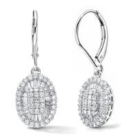 D'Joy Diamond Cocktail Cluster Earrings in Rhodium Over Sterling Silver 1.00 ctw