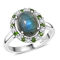 EverTrue Malagasy Labradorite, Multi Gemstone Ring in Platinum Bond (Size 10.0) 3.60 ctw