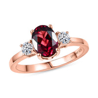 Premium Malawi Magenta Garnet, Luxuriant Lab Grown Diamond (G-H, SI) (0.26 cts) Ring in 18K Vermeil RG Over Sterling Silver (Size 10.0) 1.70 ctw