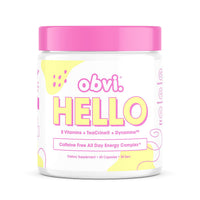 Obvi Hello Caffeine Free All-Day Energy Dietary Supplement (60 Capsules) Made in US