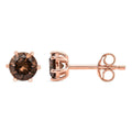 D'Joy Natural Champagne Diamond I2-I3 1.00 ctw Solitaire Stud Earrings in 18K Vermeil Rose Gold Over Sterling Silver - Sticky add to cart bar