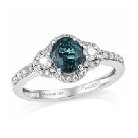D'Joy Premium Monte Belo Indicolite, Moissanite Ring in Rhodium Over Sterling Silver (Size 7.0) 1.40 ctw