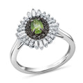 D'Joy Premium Ambanja Demantoid Garnet, Multi Gemstone Ring in Rhodium Over Sterling Silver (Size 10.0) 1.50 ctw - Sticky add to cart bar