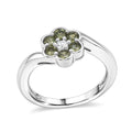 Ambanja Demantoid Garnet, Luxuriant Lab Grown Diamond (G-H, SI) Ring in Rhodium Over Sterling Silver (Size 10.0) 0.85 ctw - Sticky add to cart bar