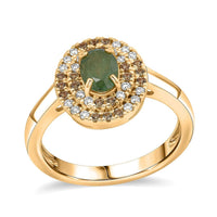 D'Joy Premium Ambanja Demantoid Garnet, Multi Gemstone Ring in 18K Vermeil YG Over Sterling Silver (Size 10.0) 1.50 ctw
