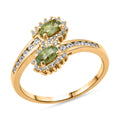 D'Joy Premium Ambanja Demantoid Garnet, White Zircon Ring in 18K Vermeil YG Over Sterling Silver (Size 10.0) 1.00 ctw - Sticky add to cart bar
