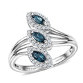 D'Joy Premium Monte Belo Indicolite, White Zircon Ring in Rhodium Over Sterling Silver (Size 6.0) 0.75 ctw - Sticky add to cart bar