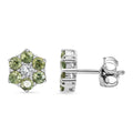 Premium Ambanja Demantoid Garnet and Luxuriant Lab Grown Diamond G-H SI 1.00 ctw Natures Bloom Studs Earrings in Rhodium Over Sterling Silver - Sticky add to cart bar