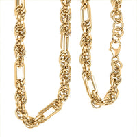 Italian 10K Yellow Gold Figaro Twist Necklace (18 Inches) (9.8 Grams)