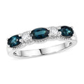 D'Joy AAA Monte Belo Indicolite, Moissanite Ring in Rhodium Over Sterling Silver (Size 10.0) 0.90 ctw - Sticky add to cart bar