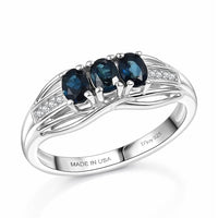 D'Joy Premium Monte Belo Indicolite, White Zircon Ring in Rhodium Over Sterling Silver (Size 6.0) 0.60 ctw