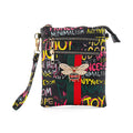 Chunma Black and Multi Color Graffiti Bee Faux Leather Clutch Crossbody Bag (6"x8"x3") - Sticky add to cart bar