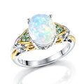 D'Joy Premium Ethiopian Welo Opal, Tsavorite Garnet Ring in 18K Vermeil YG and Rhodium Over Sterling Silver (Size 7.0) 1.80 ctw - Sticky add to cart bar
