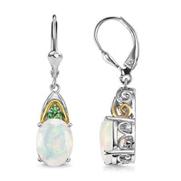 D'Joy Premium Ethiopian Welo Opal, Tsavorite Garnet Earrings in 18K Vermeil YG and Rhodium Over Sterling Silver 3.30 ctw