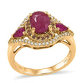 D'Joy Premium Mozambique Ruby, Multi Gemstone Ring in Rhodium and 18K Vermeil YG Over Sterling Silver (Size 6.0) 2.20 ctw - Sticky add to cart bar