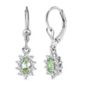 D'Joy Premium Tanzanian Mint Garnet and White Zircon 0.90 ctw Oval Sunburst Halo Earrings in Rhodium Over Sterling Silver - Sticky add to cart bar