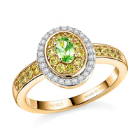 D'Joy Premium Tanzanian Mint Garnet, Multi Gemstone Ring in 18K Vermeil YG Over Sterling Silver (Size 10.0) 0.75 ctw