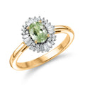 Luxoro 10K Yellow Gold Premium Tanzanian Mint Garnet, Diamond (I2) (0.30 cts) Light Burst Ring (Size 6.0) 1.10 ctw - Sticky add to cart bar