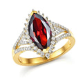 D'Joy Premium Mozambique Garnet, Moissanite Ring in 18K Vermeil YG Over Sterling Silver (Size 6.0) 3.40 ctw - Sticky add to cart bar