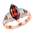 D'Joy Premium Mozambique Garnet, Moissanite Ring in 18K Vermeil RG Over Sterling Silver (Size 6.0) 3.20 ctw - Sticky add to cart bar