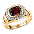 D'Joy Premium Mozambique Garnet, Moissanite Ring in 18K Vermeil YG Over Sterling Silver (Size 9.0) 4.00 ctw - Sticky add to cart bar
