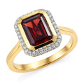 D'Joy Premium Mozambique Garnet, Moissanite Ring in 18K Vermeil YG Over Sterling Silver (Size 6.0) 3.00 ctw - Sticky add to cart bar