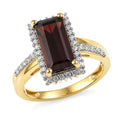 D'Joy Premium Mozambique Garnet, Moissanite Ring in 18K Vermeil YG Over Sterling Silver (Size 6.0) 3.90 ctw - Sticky add to cart bar