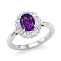 D'Joy Premium Lusaka Amethyst, Moissanite Sunray Bloom Ring in Rhodium Over Sterling Silver (Size 10.0) 1.60 ctw - Sticky add to cart bar