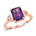 Premium Lusaka Amethyst and Luxuriant Lab Grown Pink Diamond E-F VS 2.40 ctw Elegant Heart Ring in 18K Vermeil Rose Gold Over Sterling Silver - Sticky add to cart bar