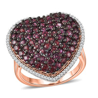 D'Joy Premium Anthill Garnet, Moissanite Ring in 18K Vermeil RG Over Sterling Silver (Size 10.0) 3.50 ctw