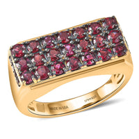 D'Joy Premium Anthill Garnet Men's Ring in 18K Vermeil YG Over Sterling Silver (Size 10.0) 2.50 ctw