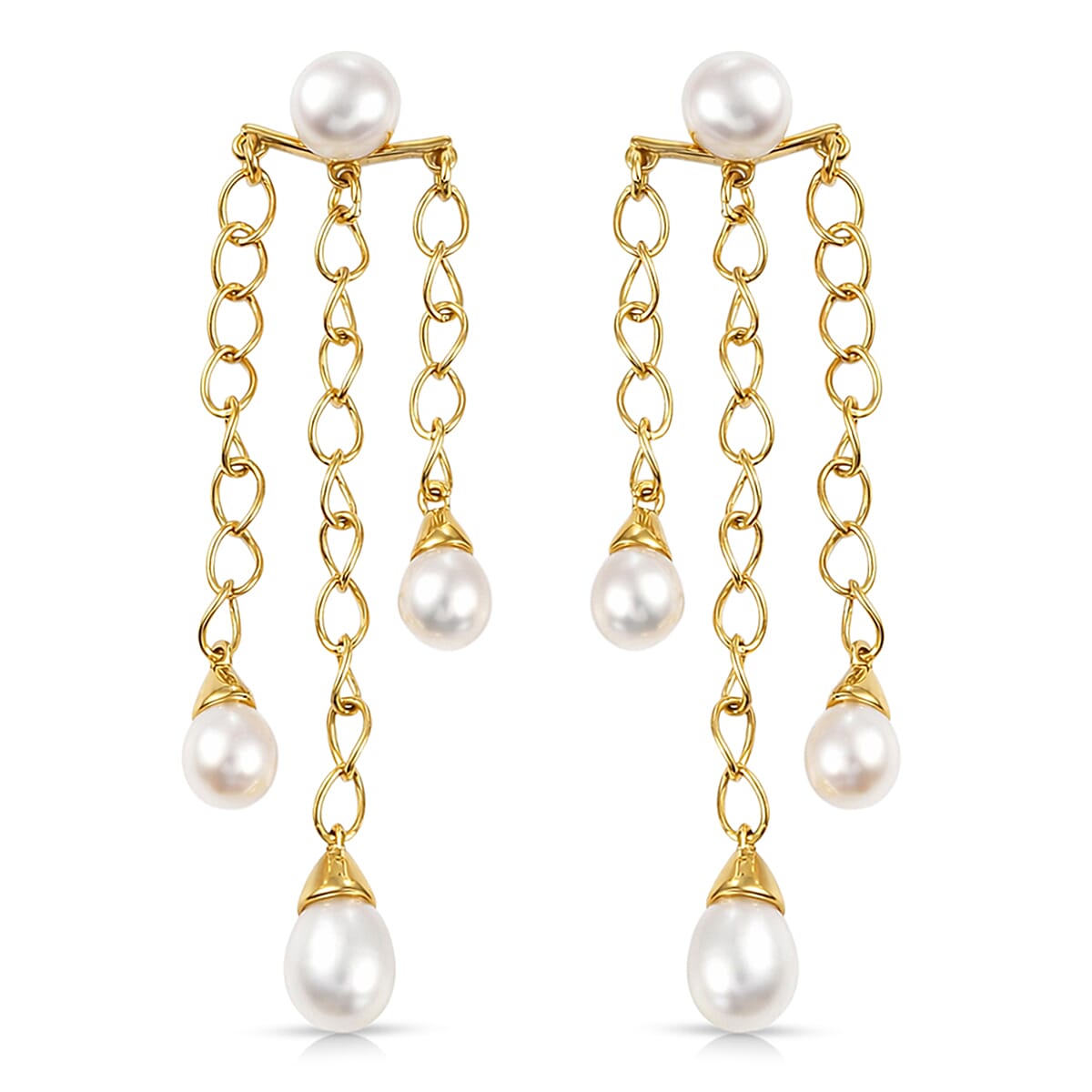 D'Joy Freshwater Pearl Earrings in 18K Vermeil Yellow Gold Over Sterling Silver