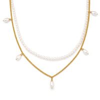D'Joy Premium Freshwater Pearl Necklace in 18K Vermeil Yellow Gold Over Sterling Silver 14-16 Inches