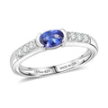 D'Joy Tanzanite, White Zircon Royal Blue Band Ring in Rhodium Over Sterling Silver (Size 10.0) 0.80 ctw - Sticky add to cart bar
