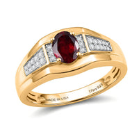 D'Joy Premium Anthill Garnet, Moissanite Men's Ring in 18K Vermeil YG Over Sterling Silver (Size 10.0) 1.10 ctw