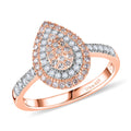 D'Joy Natural Pink and White Diamond (I3) Endless Love Drop Ring in 18K Vermeil RG Over Sterling Silver (Size 7.0) 0.50 ctw - Sticky add to cart bar