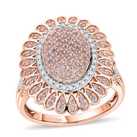 D'Joy Natural Pink and White Diamond (I3) Ring in 18K Vermeil RG Over Sterling Silver (Size 10.0) 1.00 ctw