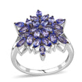 D'Joy Tanzanite Royal Bloom Ring in Rhodium Over Sterling Silver (Size 10.0) 2.30 ctw - Sticky add to cart bar