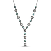 D'Joy Artisan Crafted Premium Blue Moon Turquoise and White Buffalo 15.30 ctw Neckalce in Sterling Silver 18-20 Inches