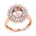 D'Joy Premium Pink Morganite, Moissanite Ring in 18K Vermeil RG Over Sterling Silver (Size 6.0) 2.25 ctw - Sticky add to cart bar