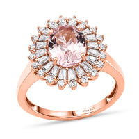 D'Joy Premium Pink Morganite, Moissanite Ring in 18K Vermeil RG Over Sterling Silver (Size 6.0) 2.25 ctw
