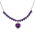 D'Joy Premium Lusaka Amethyst and Moissanite 13.00 ctw Bloom Cascade Necklace in Rhodium Over Sterling Silver 18-20 Inches - Sticky add to cart bar