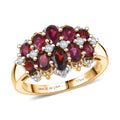 D'Joy Premium Anthill Garnet, Moissanite Ring in 18K Vermeil YG and Rhodium Over Sterling Silver (Size 10.0) 2.20 ctw - Sticky add to cart bar