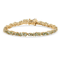 D'Joy Premium Tanzanian Mint Garnet, Moissanite Bracelet in 18K Vermeil YG Over Sterling Silver (6.50 In) 6.40 ctw