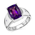 Premium Lusaka Amethyst, Luxuriant Lab Grown Diamond (G-H, SI) Men's Ring in Rhodium Over Sterling Silver (Size 10.0) 7.00 ctw - Sticky add to cart bar