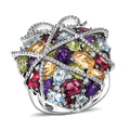 GP Premium Multi Gemstone Ring in Rhodium Over Sterling Silver (Size 10.0) 4.20 ctw - Sticky add to cart bar