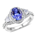 D'Joy Tanzanite, Moissanite Blue Prestige Ring in Rhodium Over Sterling Silver (Size 10.0) 2.35 ctw - Sticky add to cart bar