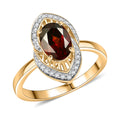 D'Joy Premium Red Zircon, White Zircon Ring in 18K Vermeil YG Over Sterling Silver (Size 7.0) 2.10 ctw - Sticky add to cart bar