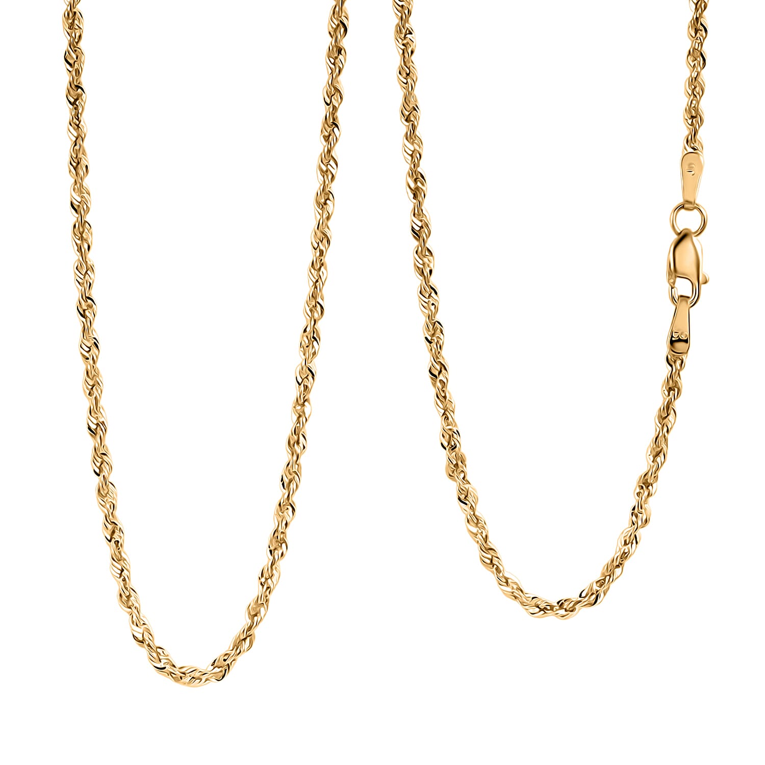 2.3mm Rope Chain Necklace in 14K Yellow Gold 2.60 Grams 22 Inches
